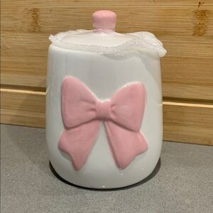 Pink Bow Ceramic Jar
